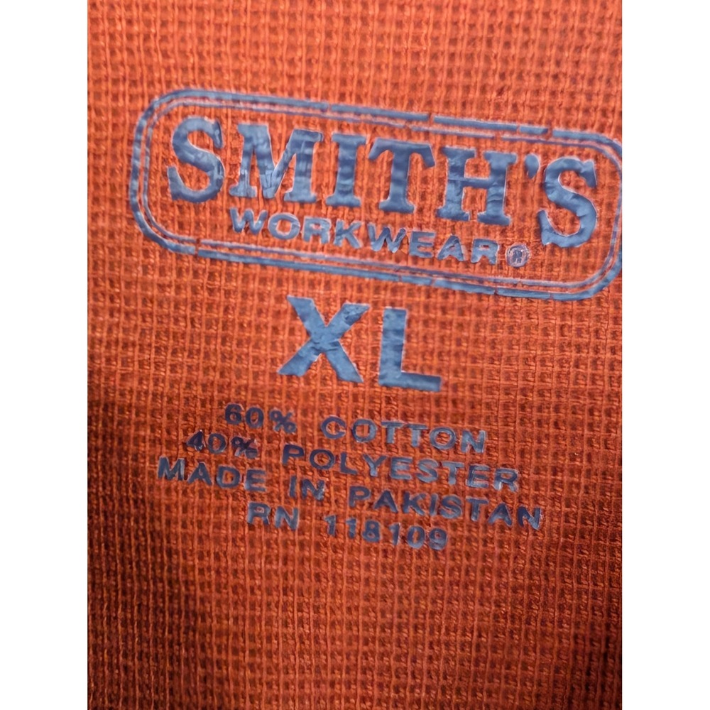 Mens Smiths Workwear XL Rust Long Sleeve Waffle Knit Thermal Crewneck Shirt - Picture 3 of 5